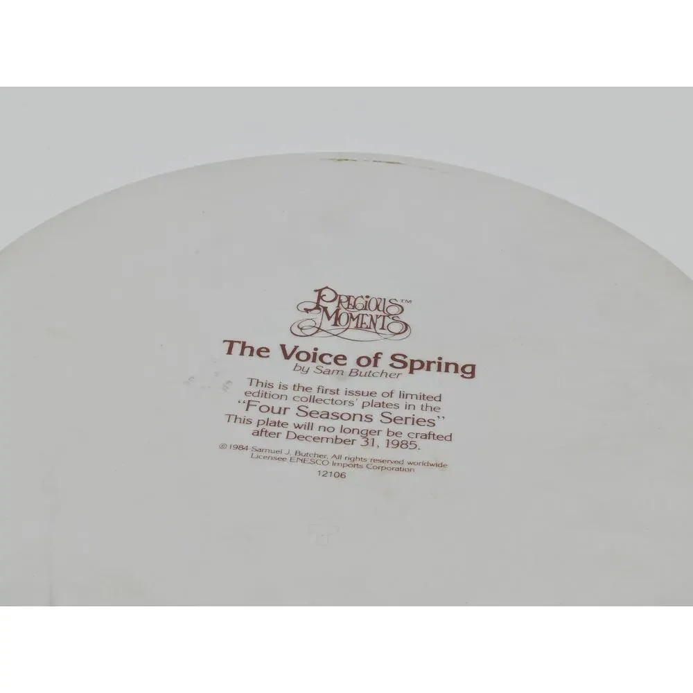 Precious Moments The Voice of Spring 12106 1984 Four Seasons Collector Plate‎